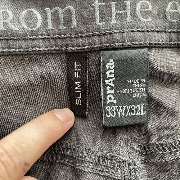 Prana Pants Mens 33x32 Gray Brion Stretch Slim Fit Outdoor Hiking Straight - Picture 9 of 10